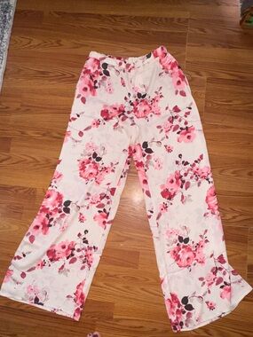 Women's Floral Lounge Pants - Pink Rose Print